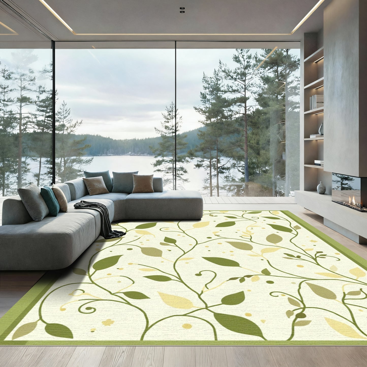 Vines and Leaves Ivory Botanic Rug