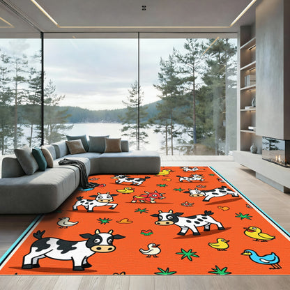 Farm Animals Happy Cows Chickens Ducks Rug