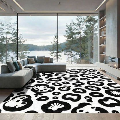 Bold Black Abstract Animal Spots Rug