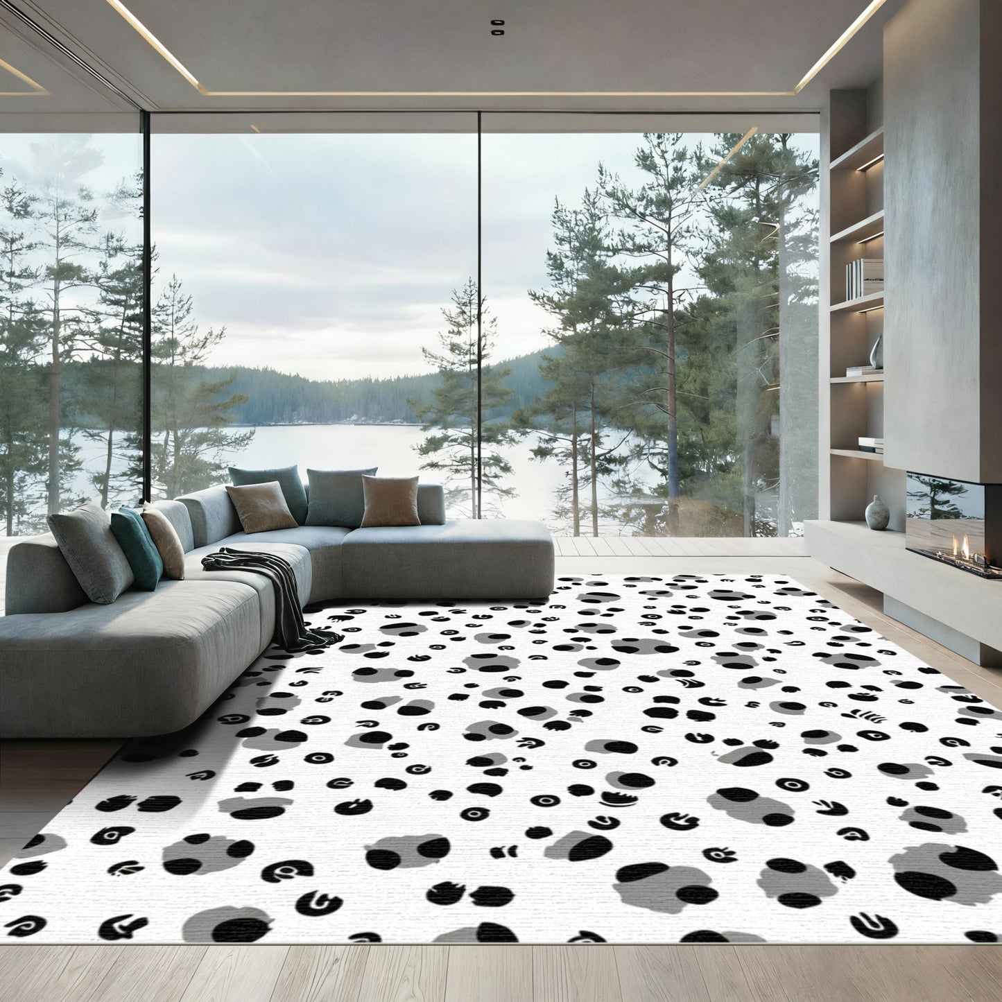 Monochrome Spotted Animal Abstract Rug