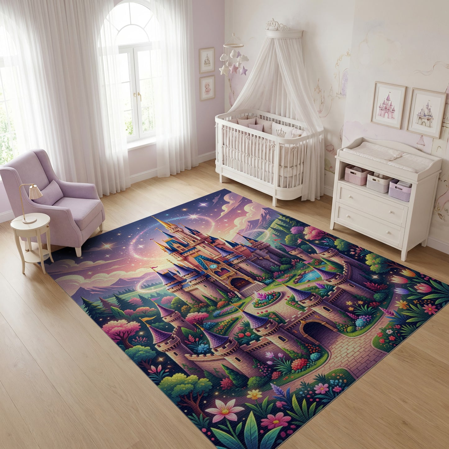 Whimsical Magical Castle Garden Rug
