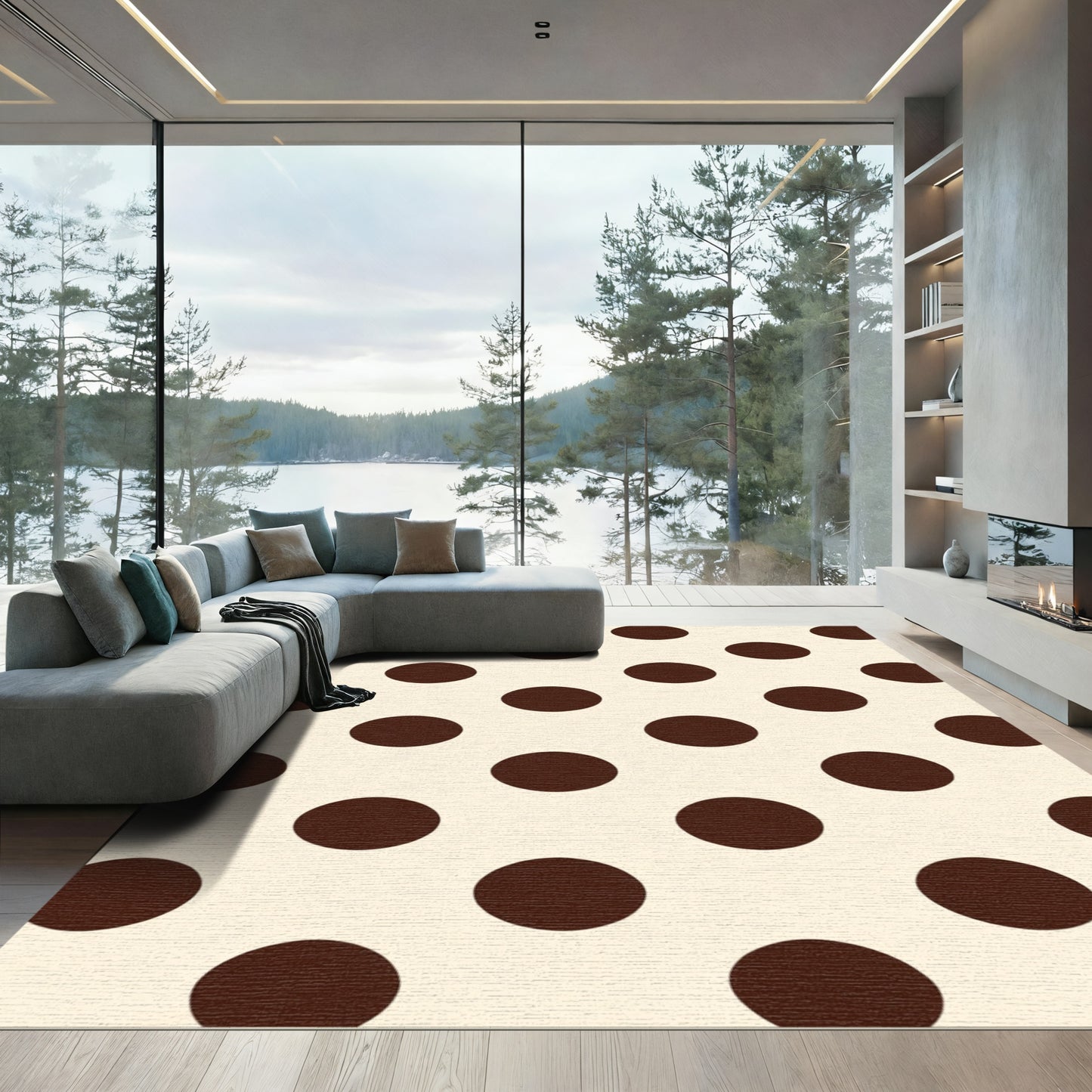 Brown Cream Polka Dots Rug