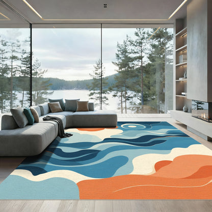 Oceanic Abstract Wave Composition Rug