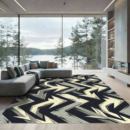Industrial Beige and Grey Arrow Zigzag Rug