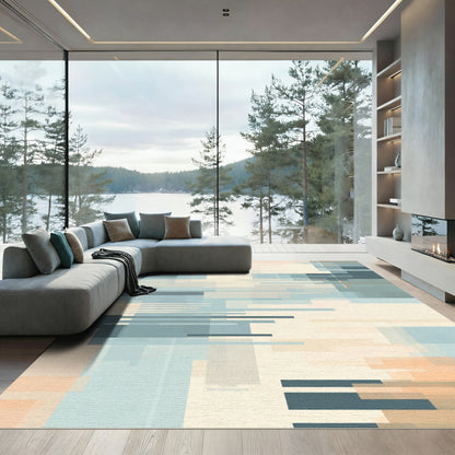 Soft Pastel Geometric Glitch Rug