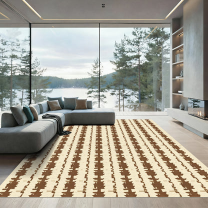 Earthy Brown Vertical Bands Rug