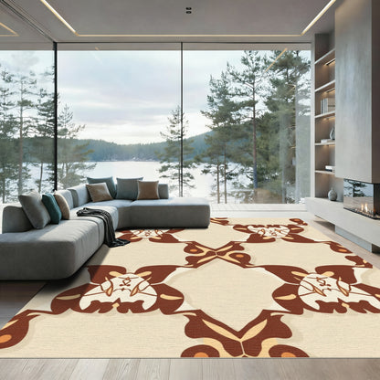 Earthy Cream Brown Lattice Arch Rug