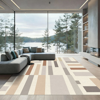 Earthy Abstract Rectangles Geometric Composition Rug