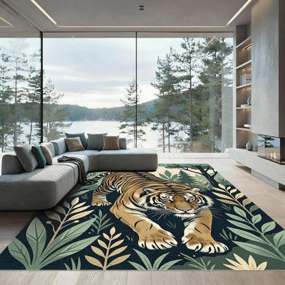 Bold Tiger Forest Scene Rug