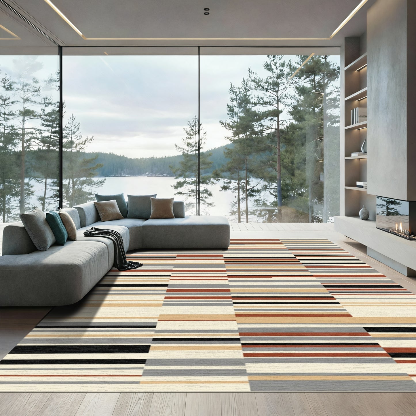 Earthy Geometric Stripe Assemblage Rug