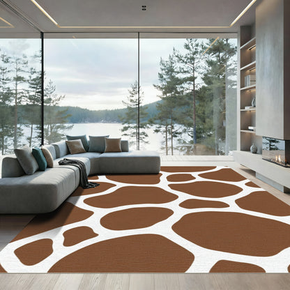 Brown White Giraffe Spot Accents Rug