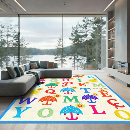 Alphabet Umbrellas Sunburst Pattern Rug