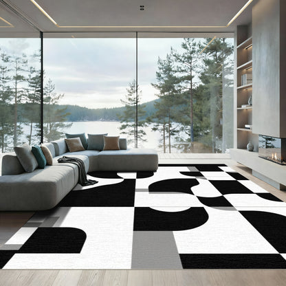 Monochromatic Abstract Geometric Composition Rug
