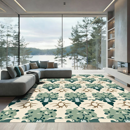 Earthy Tones Abstract Spiders Floral Rug