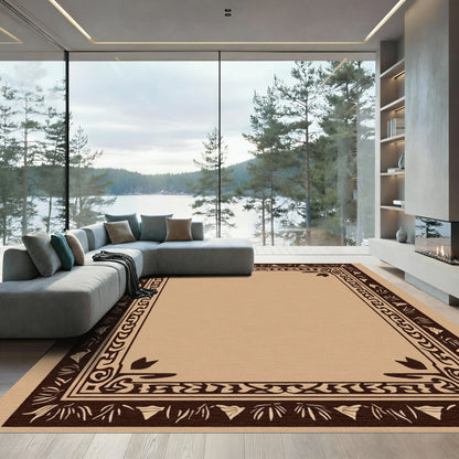 Brown Foliage Border Rug