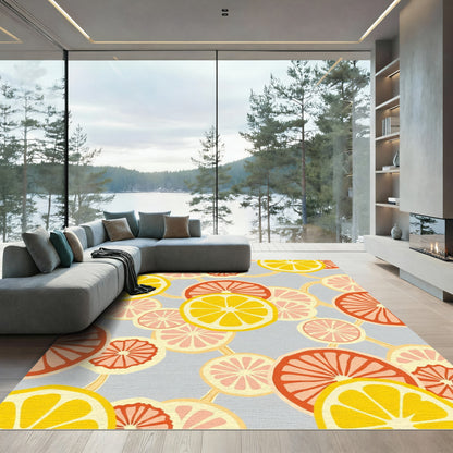 Yellow Coral Citrus Slice Garland Rug