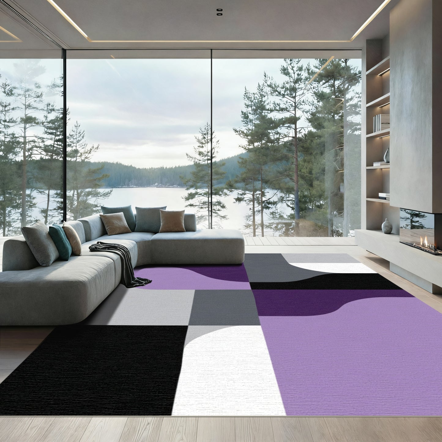 Abstract Lavender Purple Geometric Shapes Rug