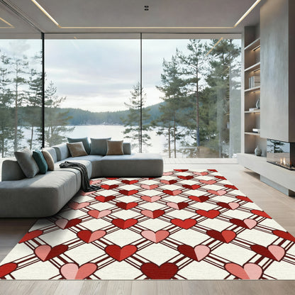 Red Pink Heart Lattice Rug