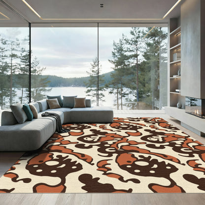 Brown Organic Abstract Composition Rug