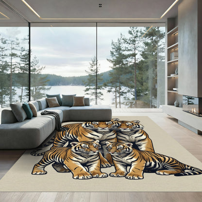 Majestic Tiger Family Portrait Rug