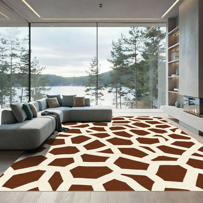 Brown Cream Giraffe Spot Texture Rug