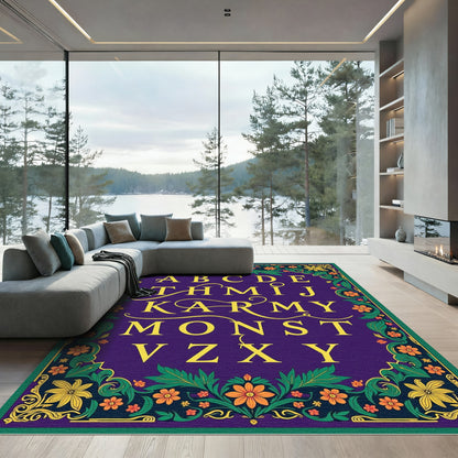 Gilded Floral Alphabet Garden Rug