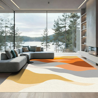 Warm Earth Tone Abstract Waves Rug