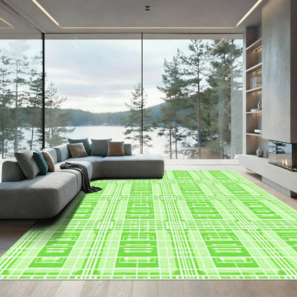 Lime Green Geometric Lattice Rug