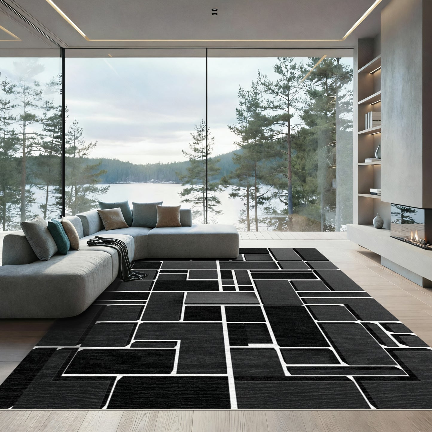 Monochromatic Modular Rectangular Composition Rug