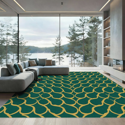 Deep Emerald Gold Scales Rug