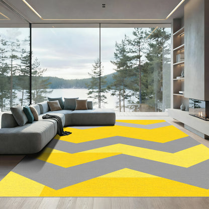 Yellow Gray Chevron Abstract Rug