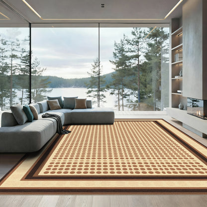 Earthy Tone Polka Dot Border Rug