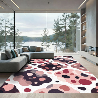 Abstract Blush and Plum Organic Shapes Rug