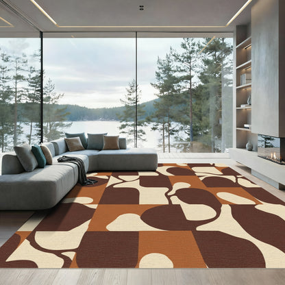 Earthy Organic Mid-Century Modern Squares Rug