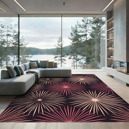 Coral Burst Rays Rug