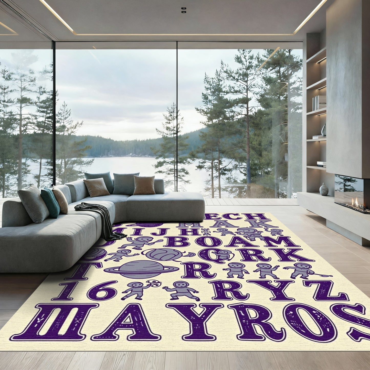 Space Alphabet With Astronauts Rug