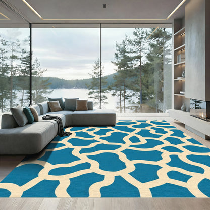 Blue Beige Organic Amorphous Rug
