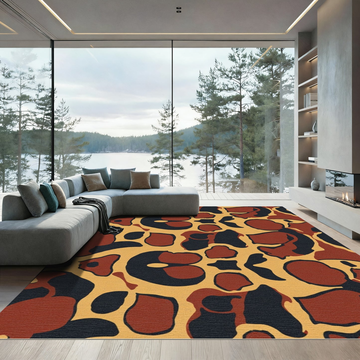 Contemporary Cheetah Spot Animal Print Rug