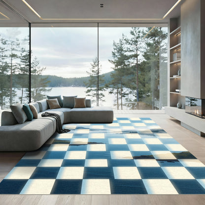Misty Lake Checkerboard Landscape Rug