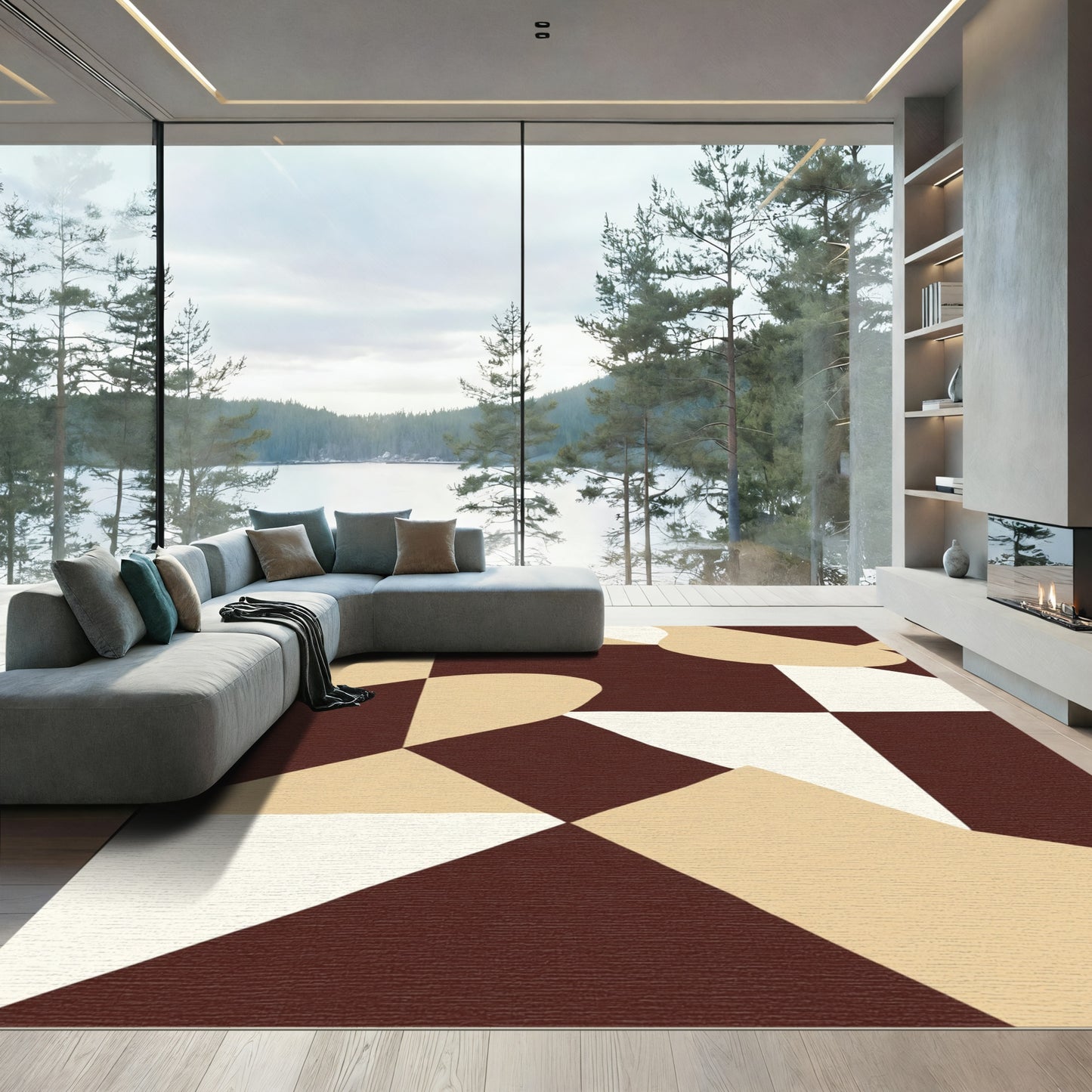 Earthy Abstract Geometric Shapes Rug
