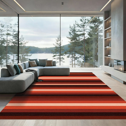 Warm Terracotta Ombre Striped Rug
