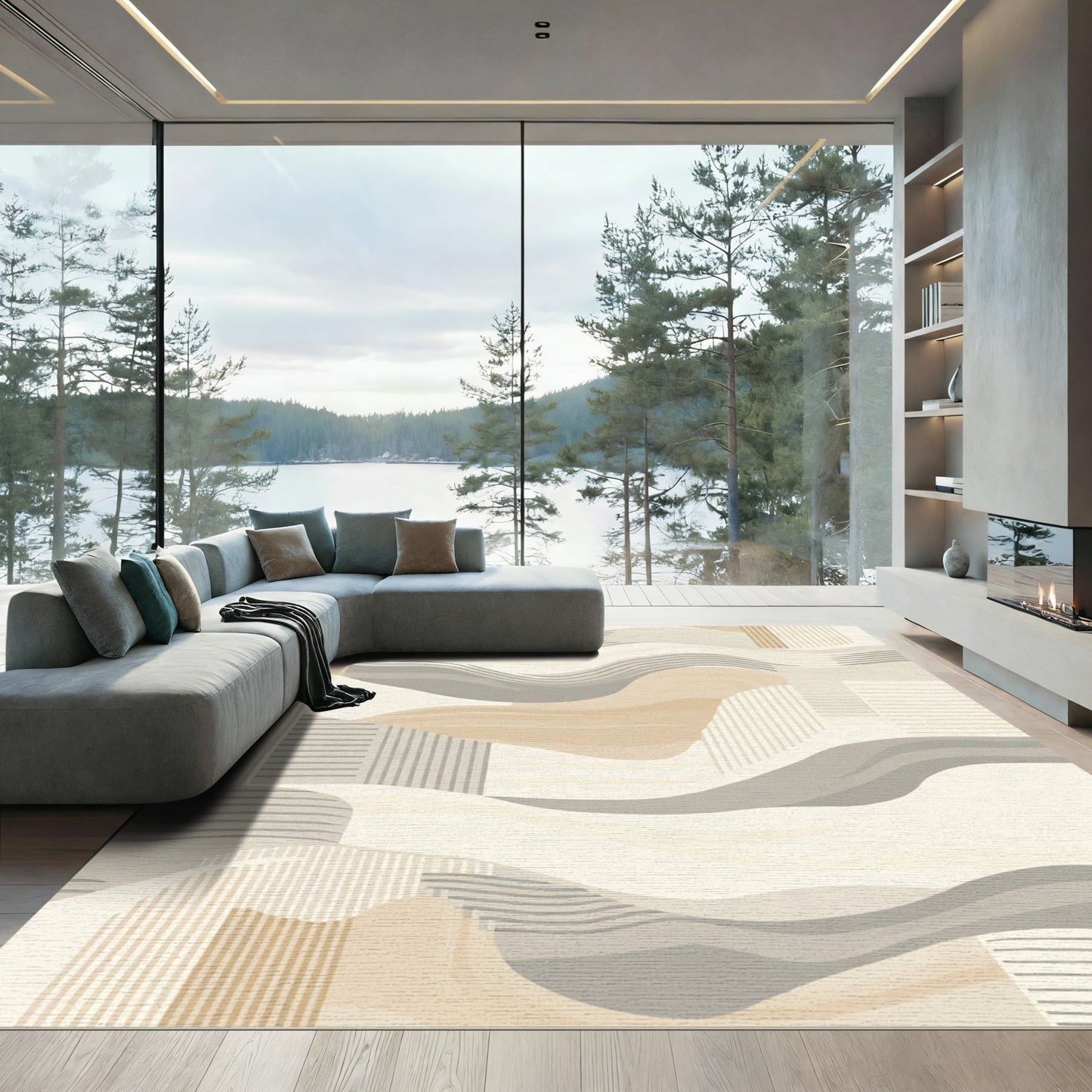 Earthy Tone Abstract Landscape Rug