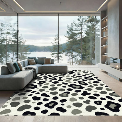 Monochromatic Spotted Animal Print Rug