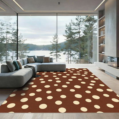 Brown Beige Polka Dot Circles Rug