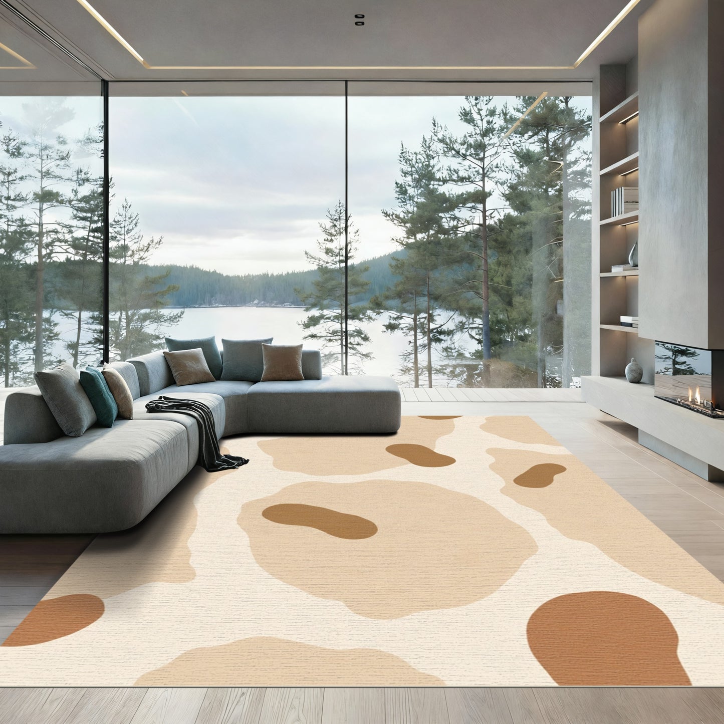 Earthy Tone Organic Abstract Shapes Rug
