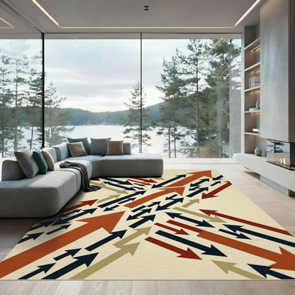 Dynamic Arrow Composition Red Navy Earth Rug