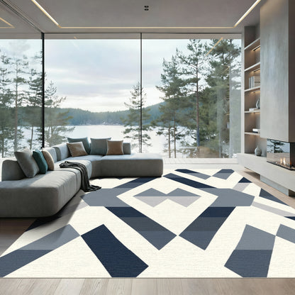 Geometric Diamond Array Blue Rug