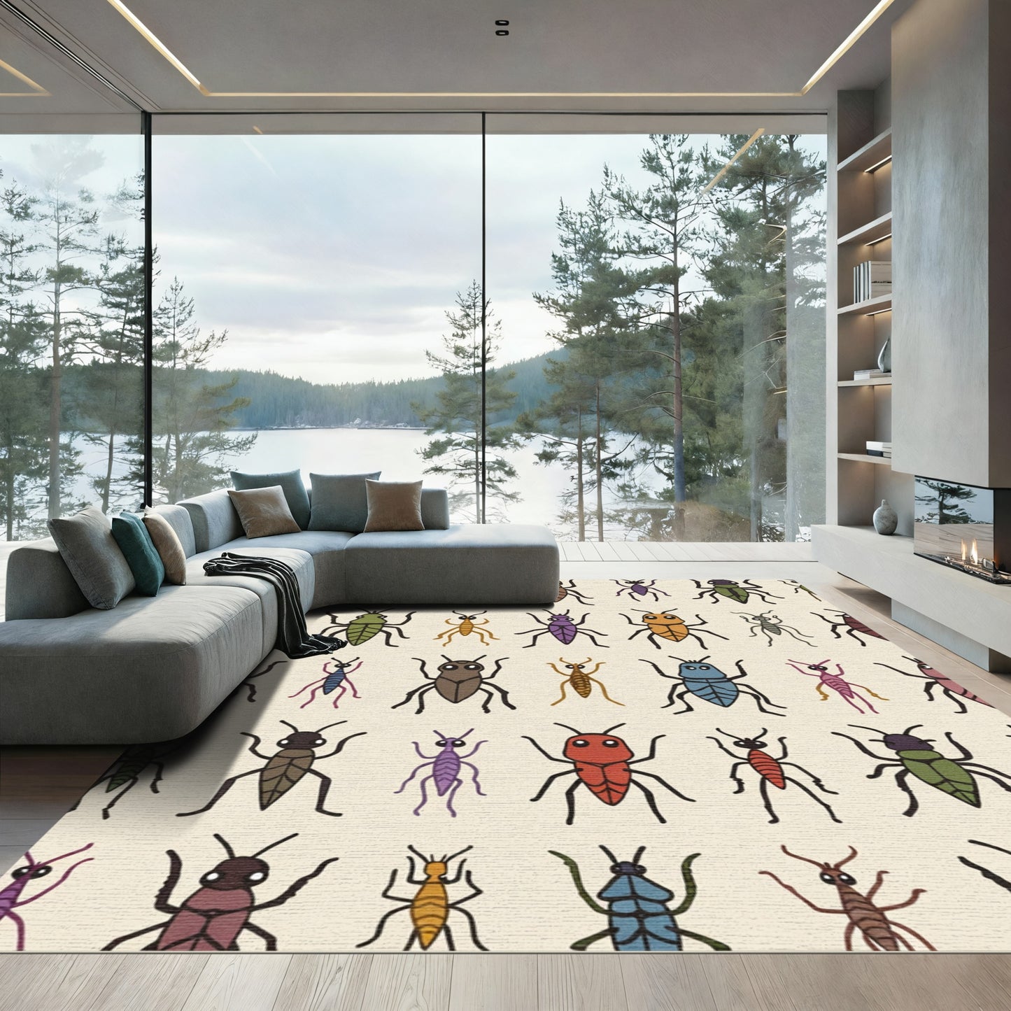 Whimsical Insect Collection Colorful Creatures Rug