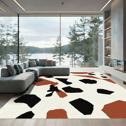 Terra Cotta Black Abstract Spots Rug