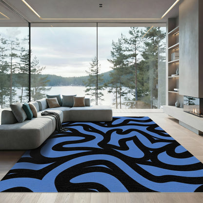 Bold Periwinkle Black Swirl Rug